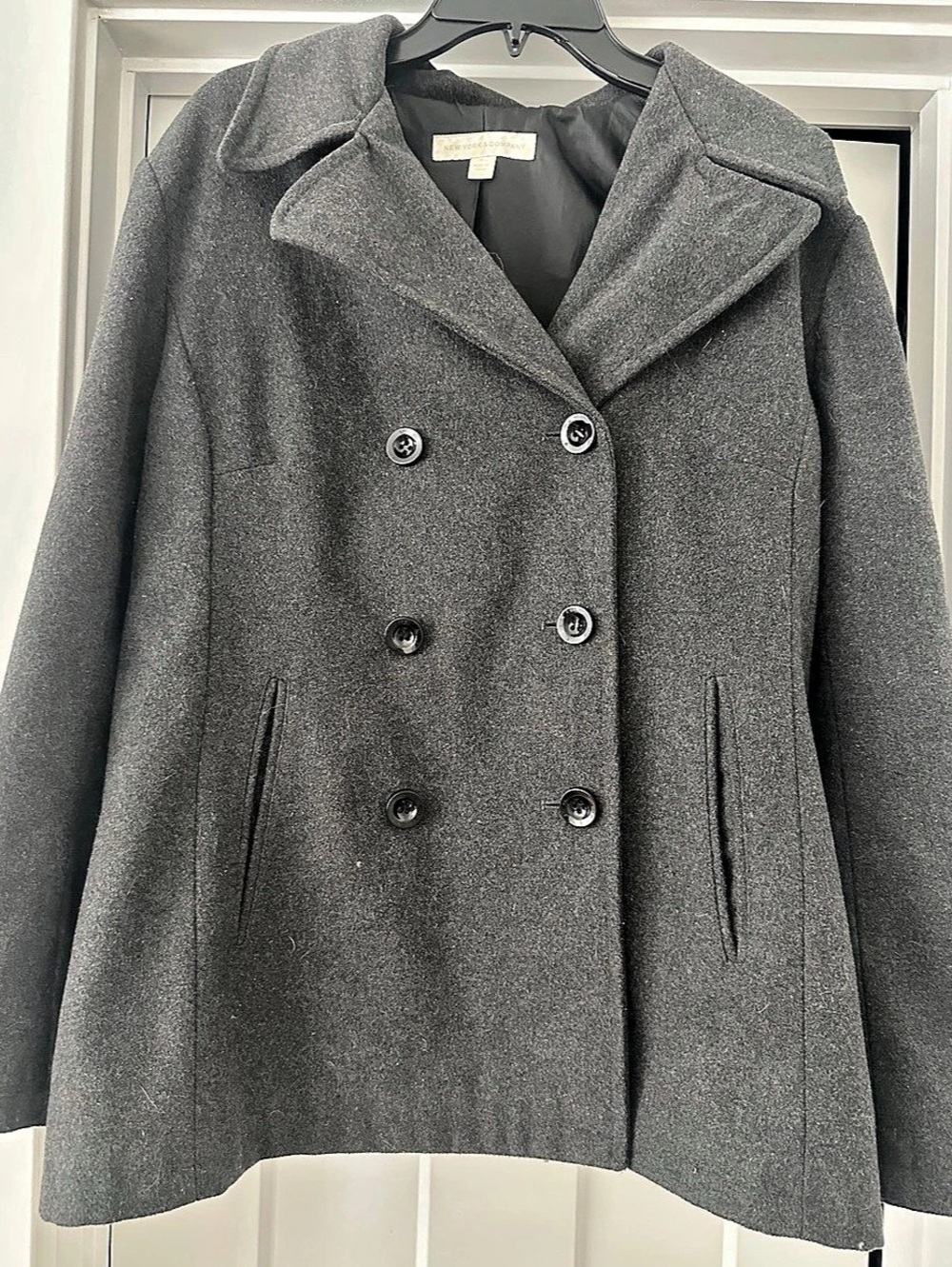 New York & Company Double-Breasted Pea Coat in Gray
